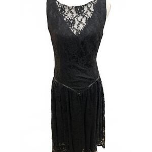 Vintage 1950's Black Lace Vixen Dress size 11/12 Dorothy Draper Grease Cha Cha